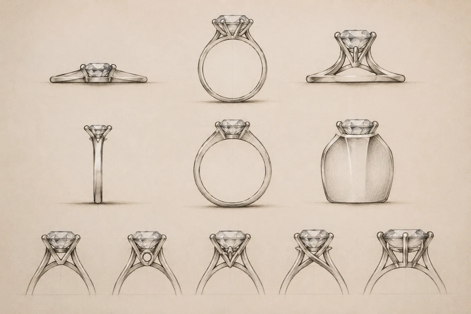 Jewelry profile comparison showing low and raised setting directions