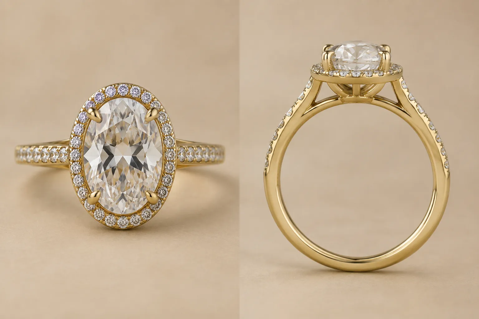 Face-up and profile ring preview comparison