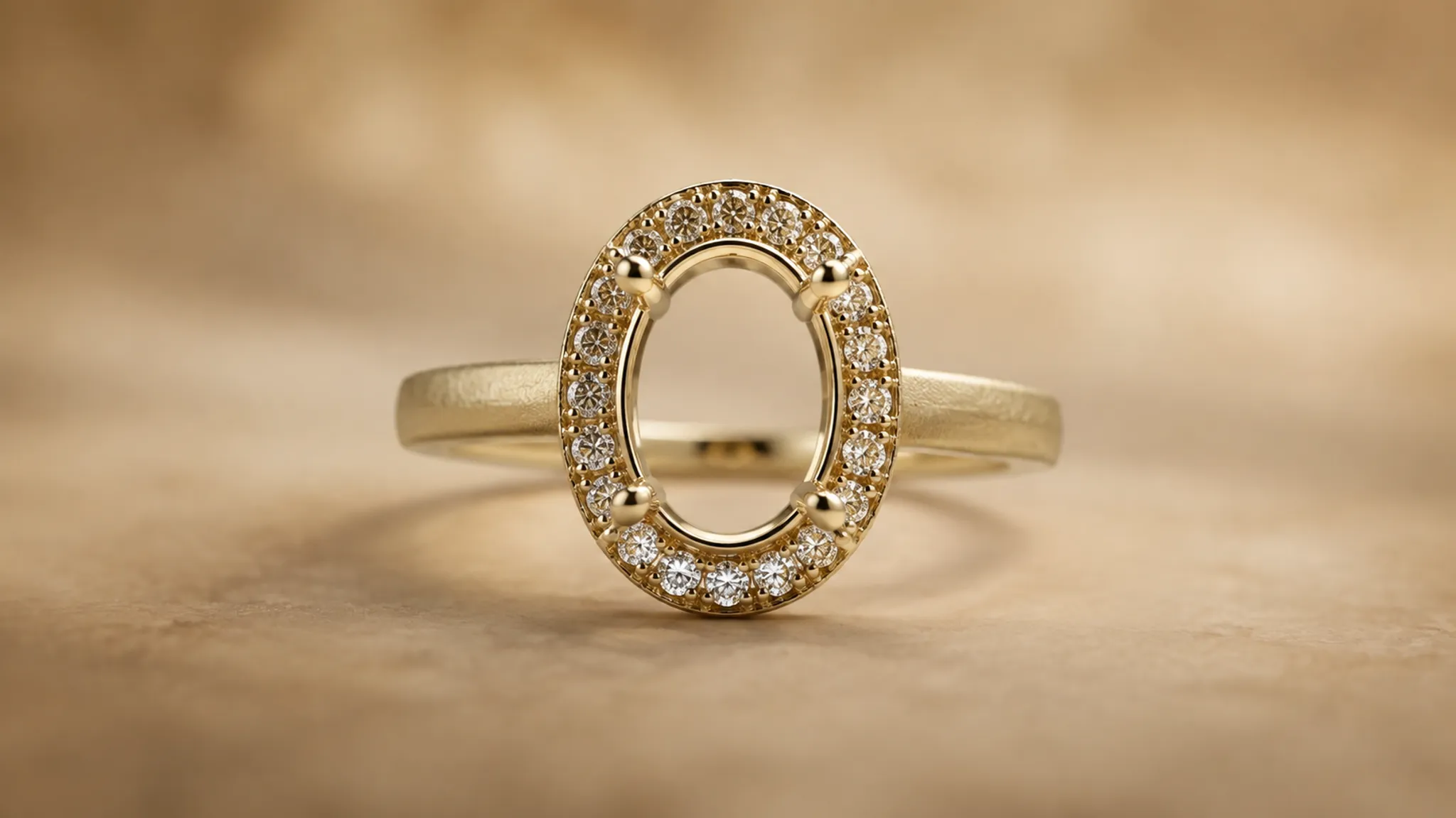 Jewelry preview detail showing contrasting finish directions on a setting and shank