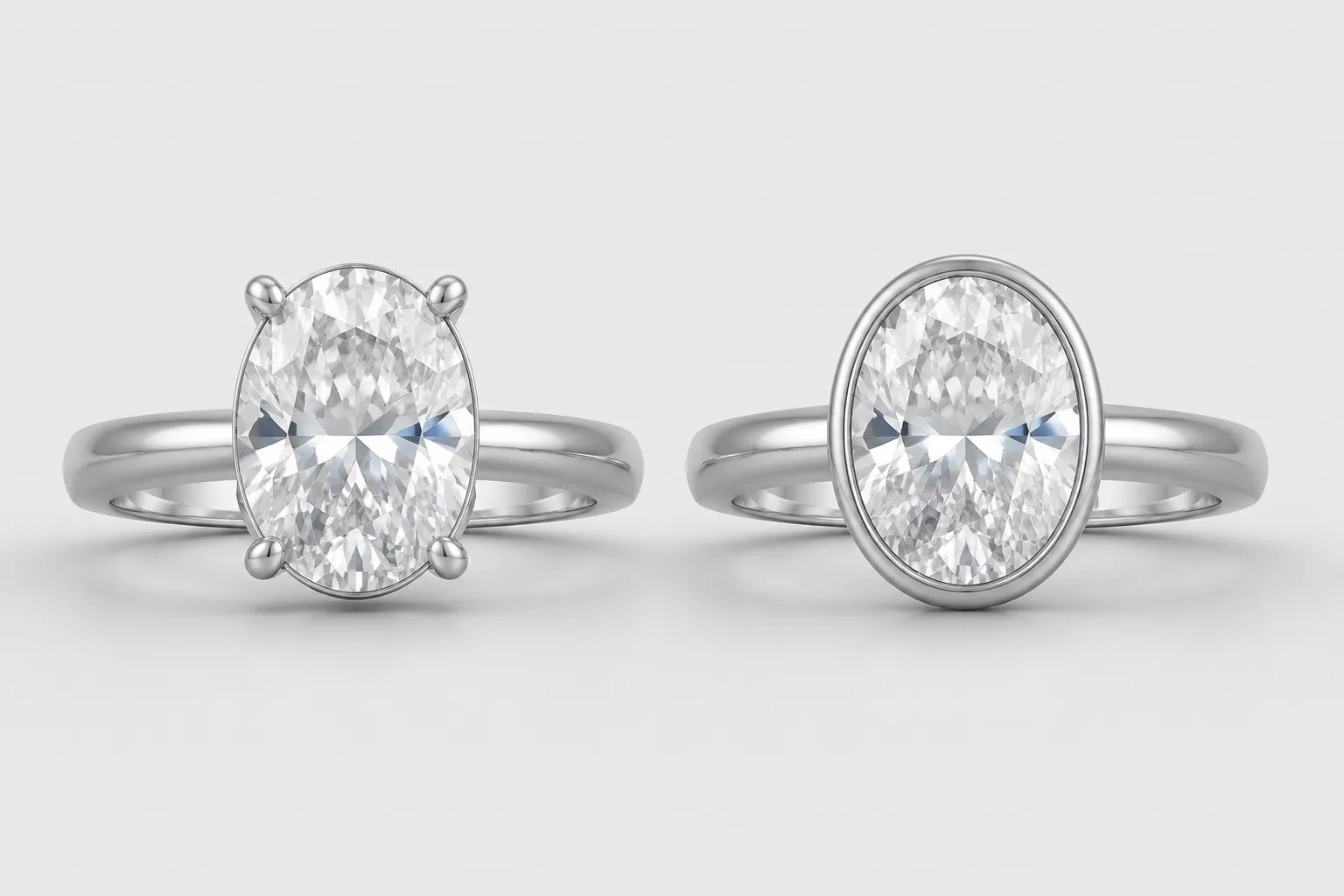Matched ring studies comparing prong-led and bezel-led setting appearances