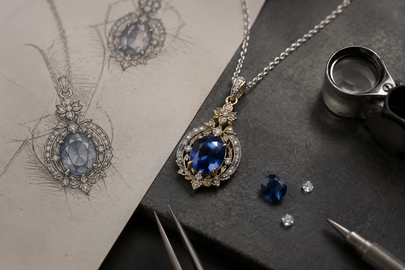 Fine jewelry design preview showing a concept form for visual review