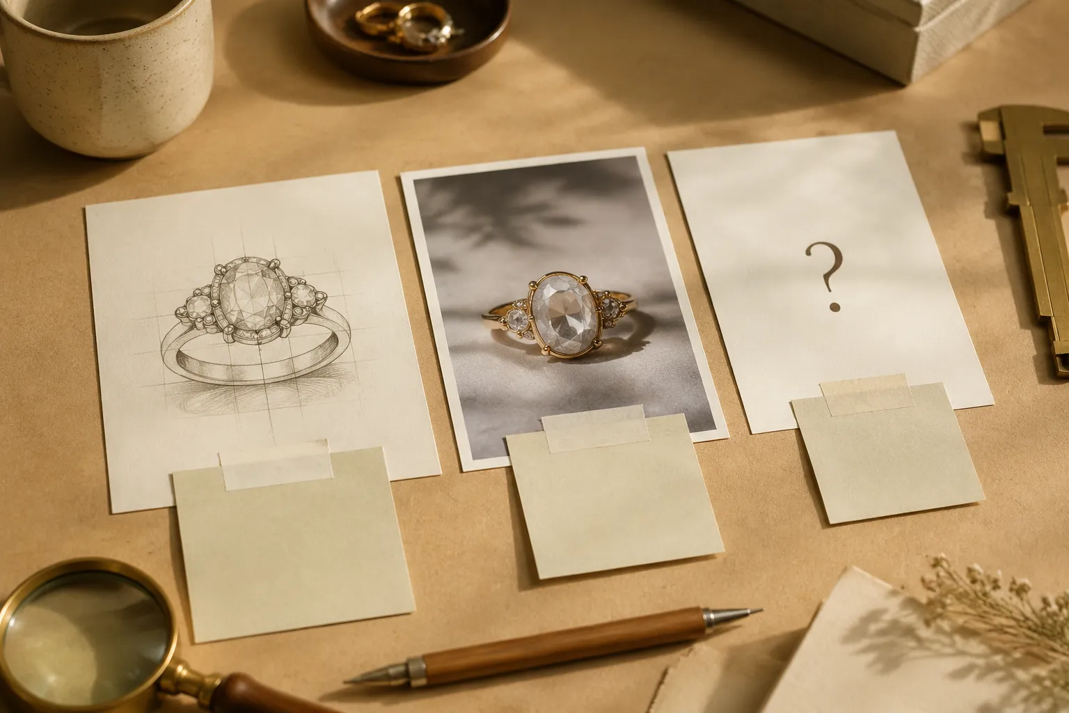 Jewelry revision handoff checklist separating visible choices from unresolved confirmations