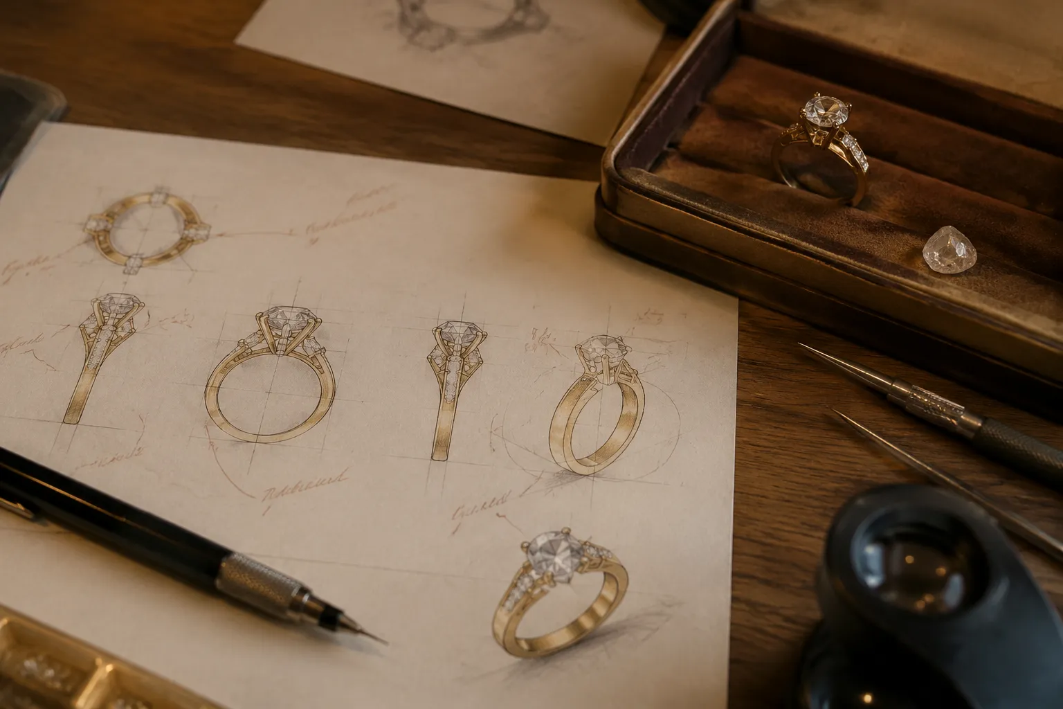 Marked-up ring preview prepared for a design handoff